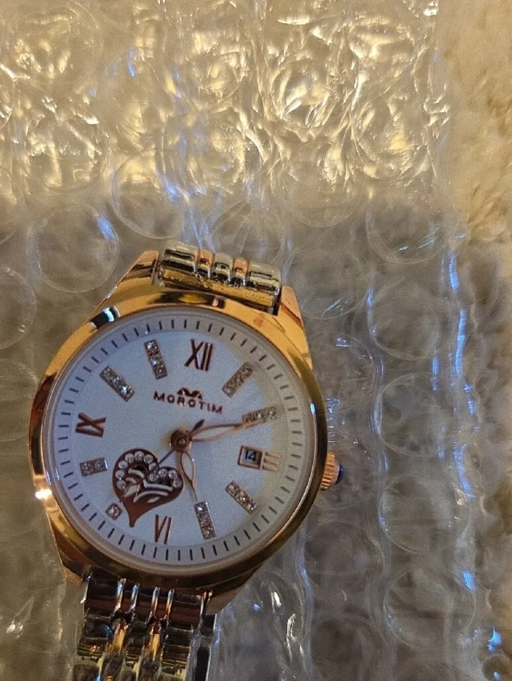 Two-Tone Silver and Rose Gold Women's Bracelet Watch